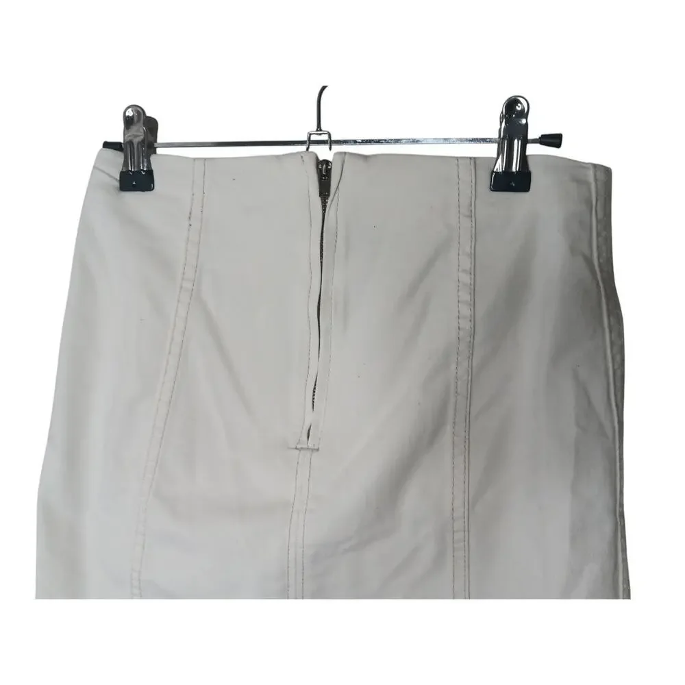 Free People White Mini Skirt Size 4 Casual High Rise Seam Detail Zip Back